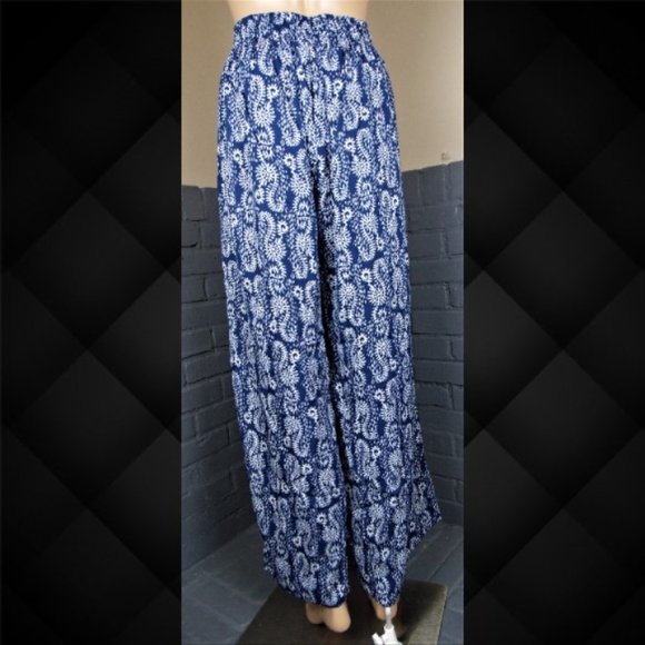 RockFlowerPaper Navy Palazzo Pants Size Large - Picture 3 of 3